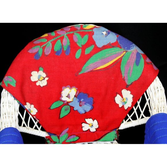 Vtg Wicker Baby Doll Bear Display Patio Chair Plant Stand Fabric Cover - Picture 7 of 9